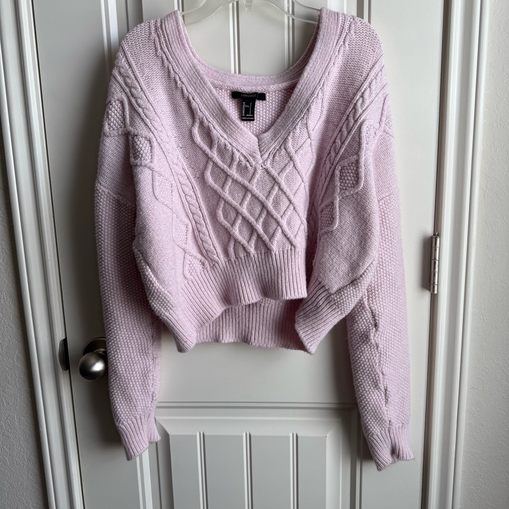 Forever 21 Light Pink Cable Knit Sweater